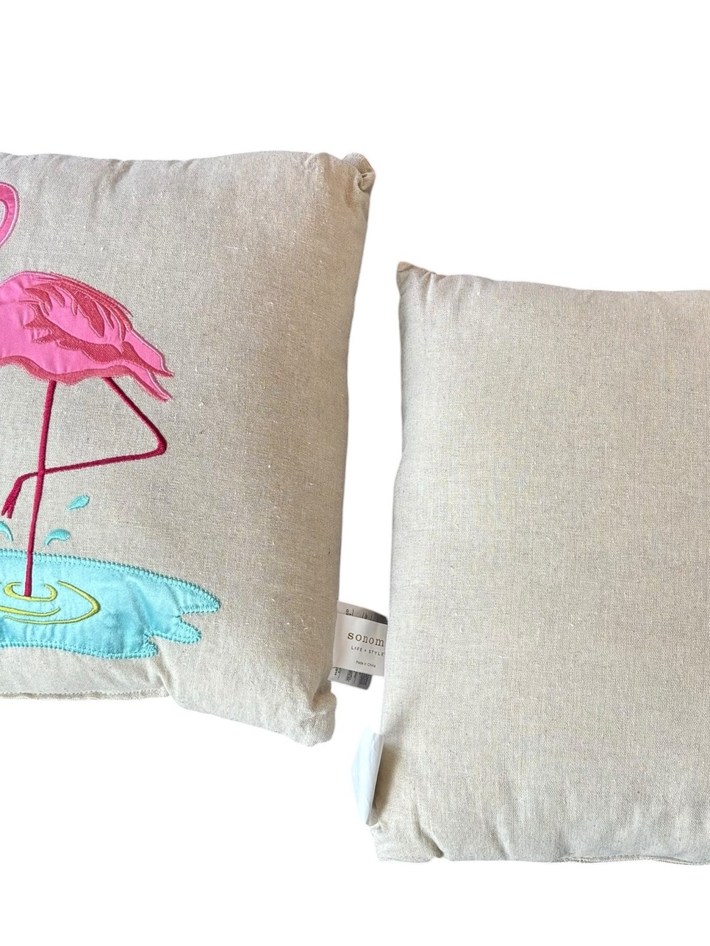 Set of 2 Sonoma Life + Style Flamingo Throw Pillows Tropical Coastal Decor NWOT - Picture 2 of 8
